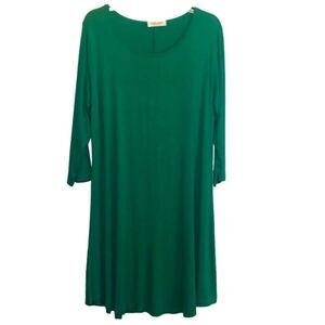 Above the Knee Knit A-Line Shift Dress in Green Women’s Large